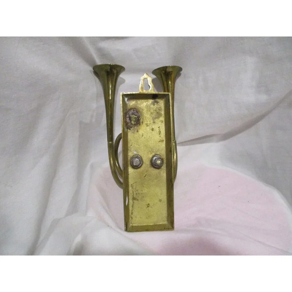 Candlesticks wall‎ Mount/Vintage Brass Trumpet  Sconces, made in India - Picture 5 of 6